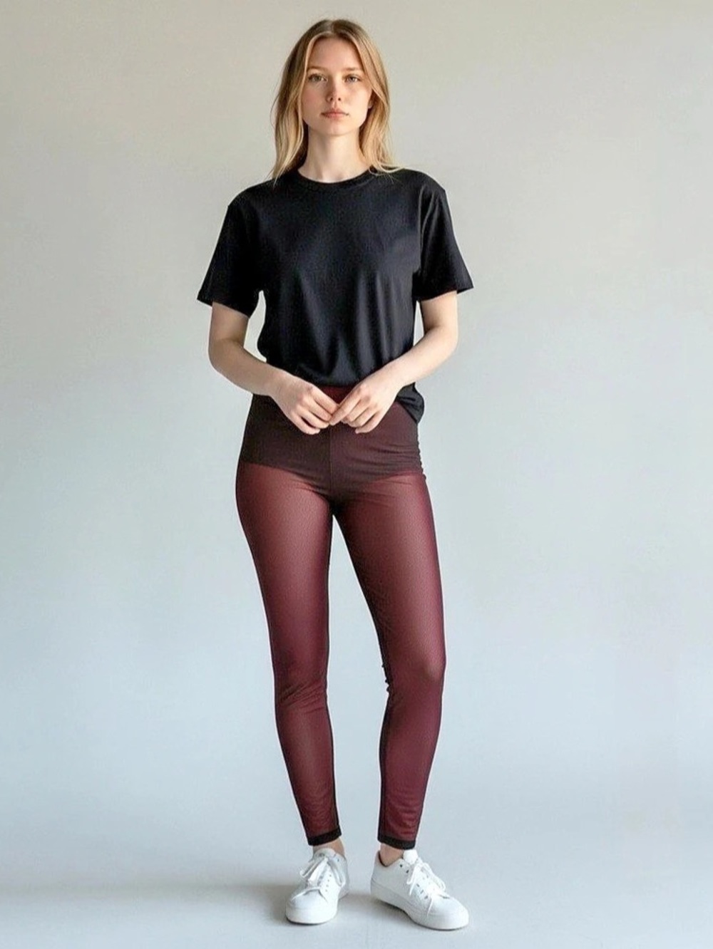 I.AM.GIA Mesh Leggings in Burgundy & Red Size Small